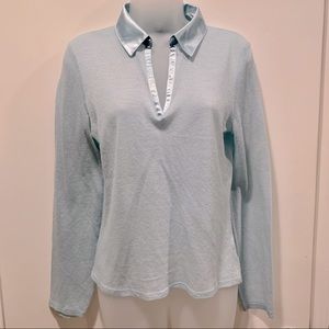 Express Light Blue Collard Sheer Top, Medium